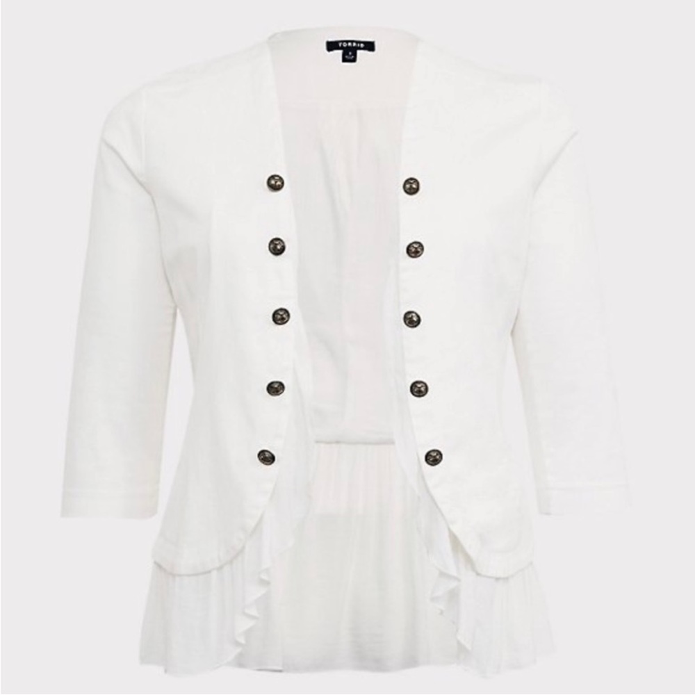 Torrid white lightweight peplum military jacket Size 2 (2X 18/20) - Picture 3 of 7